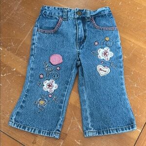 Faded Glory Blue Capri Jeans with Decorative Patches